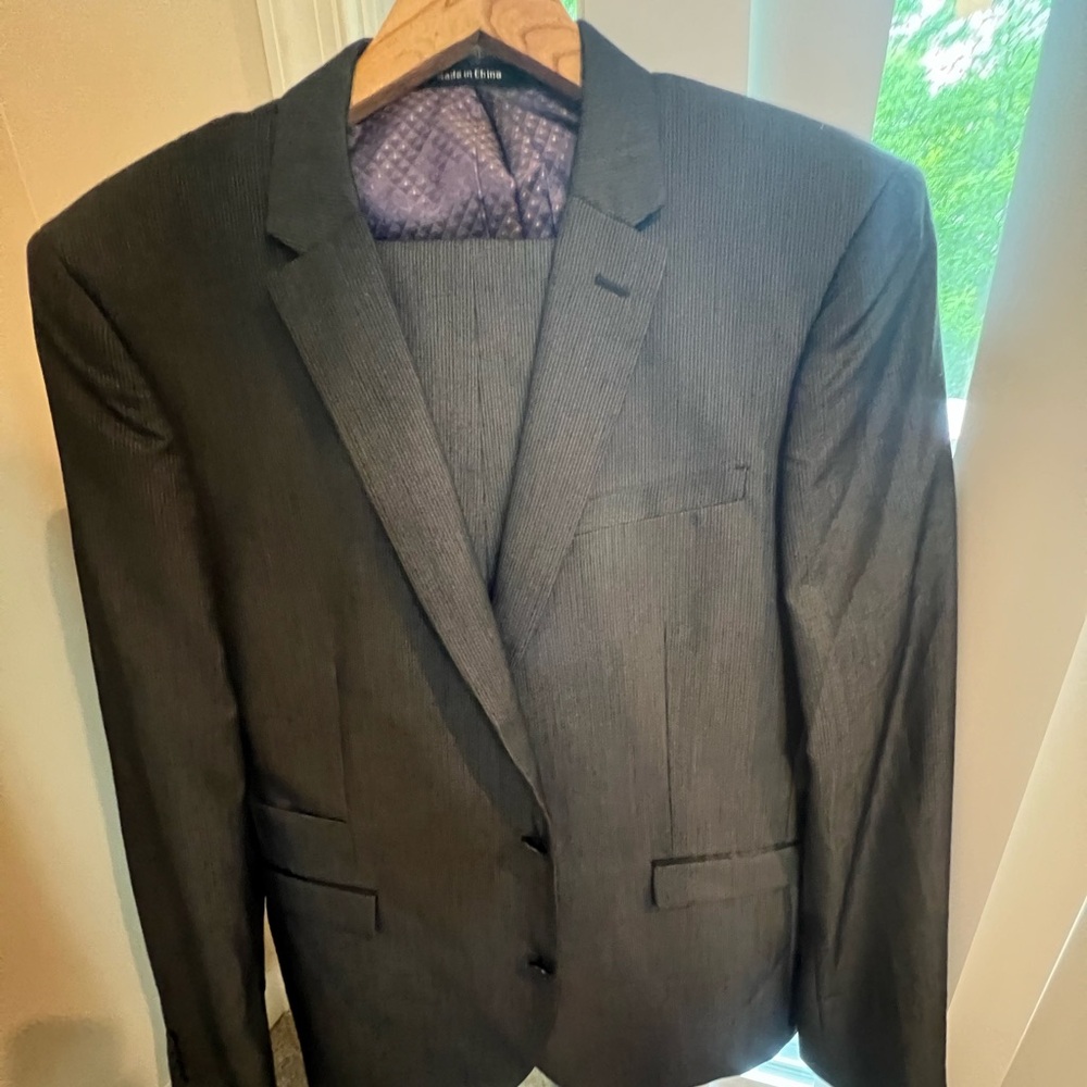 Grey pinstripe suit jacket and pants!! size 46 regular pants 34W 32 length🔥🔥🔥